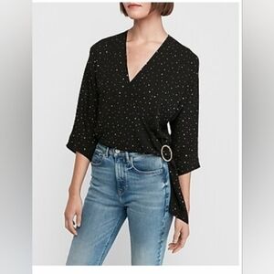 Express Black Metallic Gold Dot Top